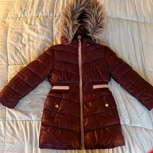 MICHAEL KORS BIG GIRL HEAVY WEIGHT STADIUM JACKET / COLOR WINE